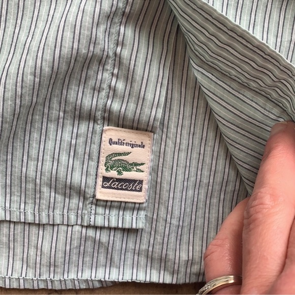 Lacoste Green Pin Striped Button Down Shirt
. - Picture 7 of 9